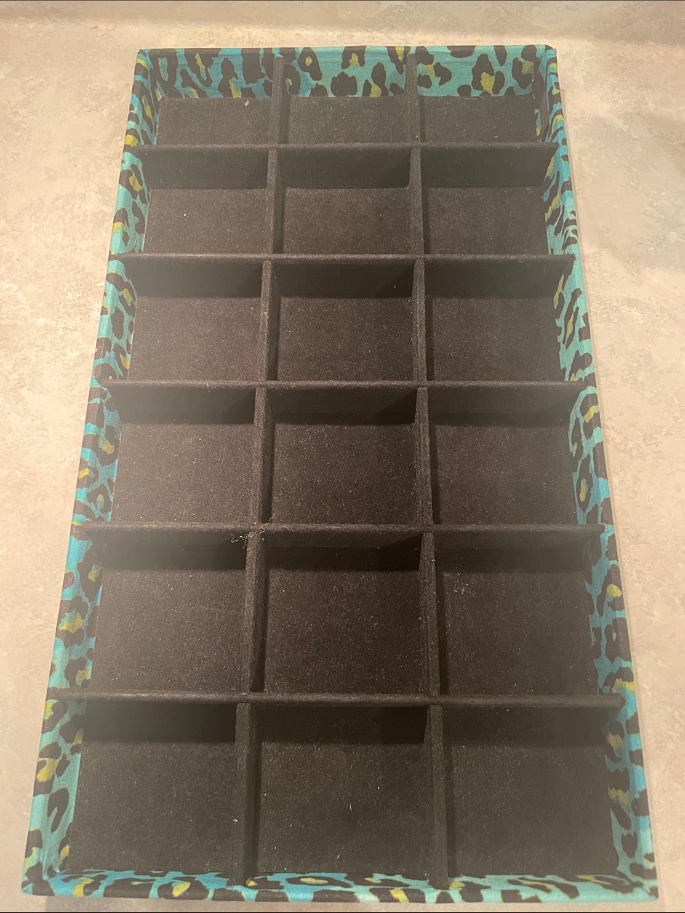 Raymond Waites Teal Leopard Print Compartment Jewelry Organizer